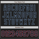 Custom Black Black Light Blue-Red Authentic Baseball Jersey