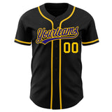 Custom Black Purple-Gold Authentic Baseball Jersey