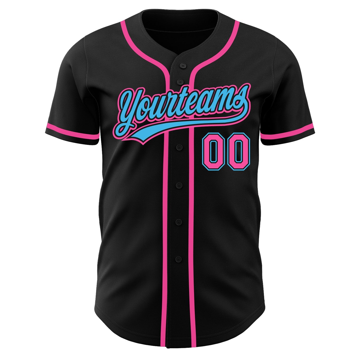 Custom Black Pink-Sky Blue Authentic Baseball Jersey Discount – snapmade