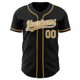 Custom Black Old Gold-White Authentic Baseball Jersey