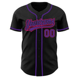 Custom Black Purple-Hot Pink Authentic Baseball Jersey