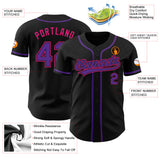 Custom Black Purple-Hot Pink Authentic Baseball Jersey