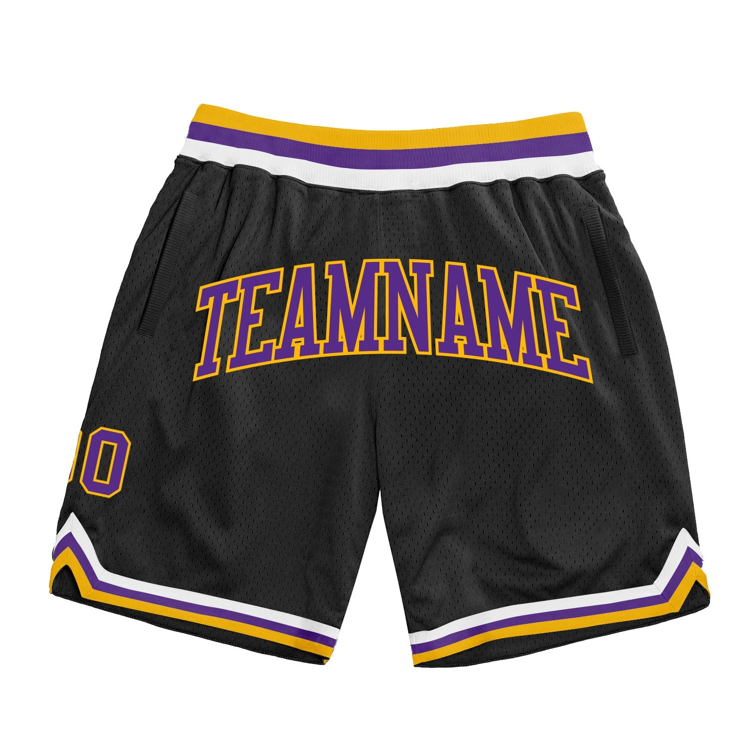Custom Black Purple-Gold Authentic Throwback Basketball Shorts