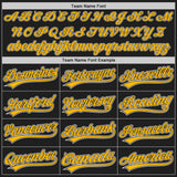 Custom Black Gold Pinstripe Gold-White Authentic Baseball Jersey
