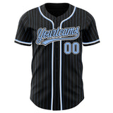 Custom Black Light Blue Pinstripe Light Blue-White Authentic Baseball Jersey