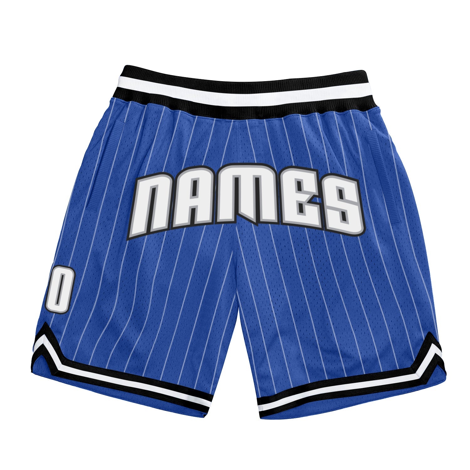 Custom Blue White Pinstripe White-Gray Authentic Basketball Shorts