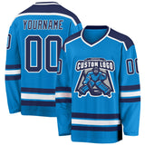 Custom Blue Navy-White Hockey Jersey