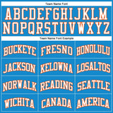 Custom Blue White-Orange Authentic Throwback Basketball Jersey