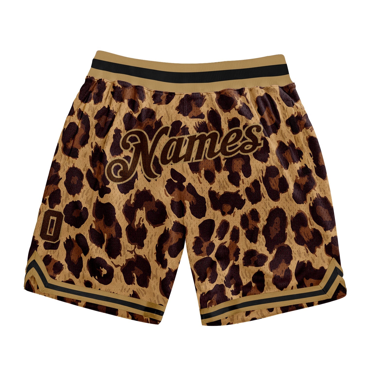 Custom Brown Brown-Old Gold 3D Pattern Design Leopard Authentic Basketball Shorts