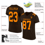 Custom Brown Blaze Orange Mesh Authentic Football Jersey