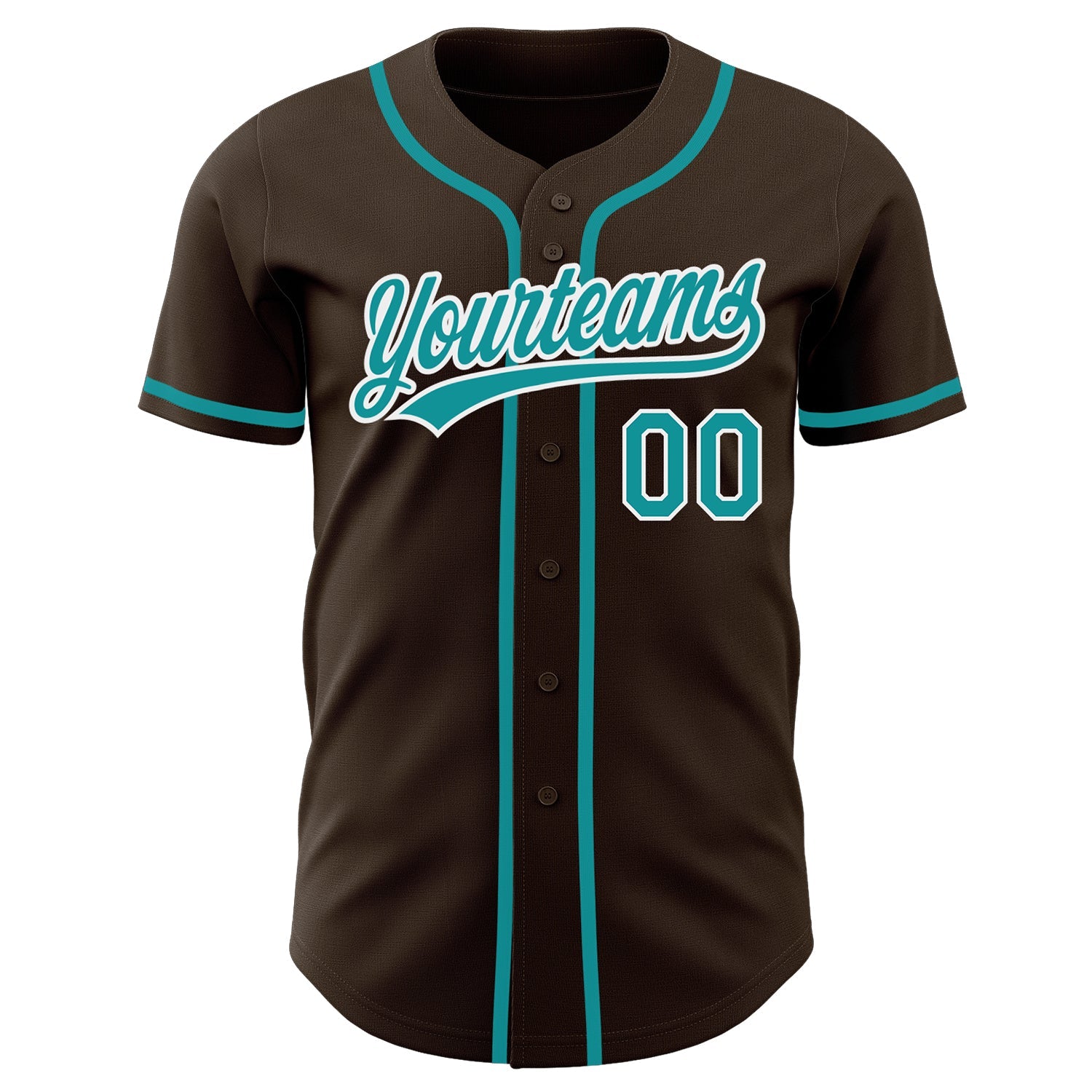 Custom Brown Teal-White Authentic Baseball Jersey