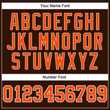 Custom Brown White Pinstripe Orange Authentic Basketball Jersey