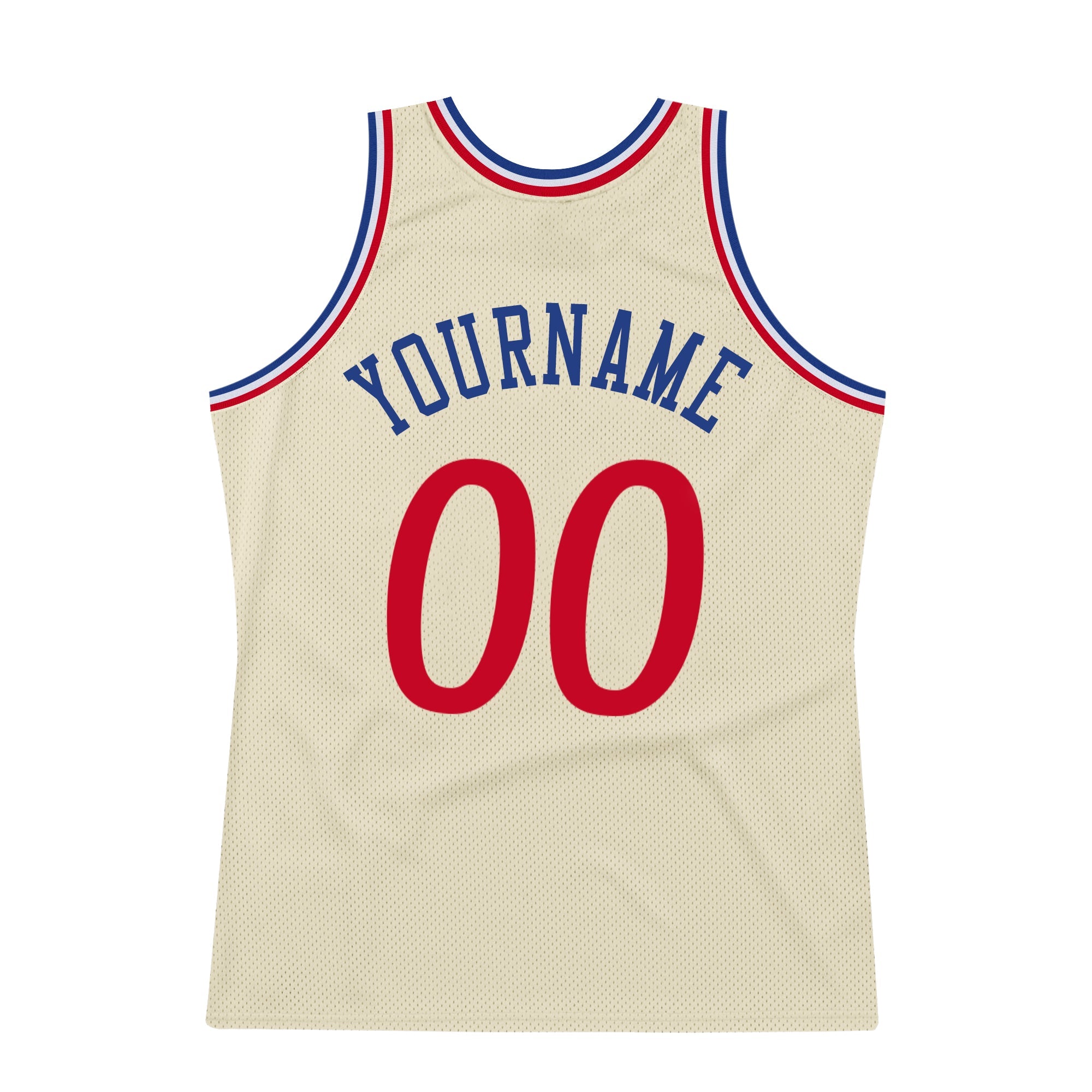 Custom Cream Red-Royal Authentic Throwback Basketball Jersey