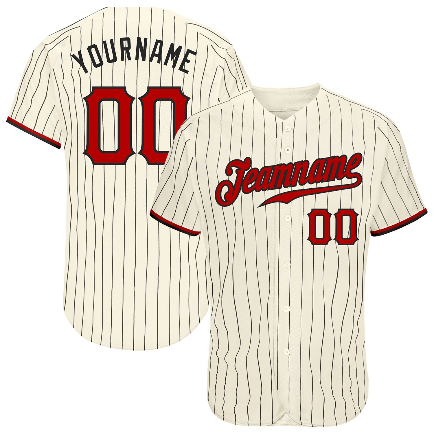 Custom Cream Black Strip Red-Black Authentic Baseball Jersey Discount –  snapmade