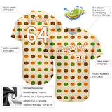 Custom Cream White-Texas Orange 3D Pattern Design Halloween Pumpkins Authentic Baseball Jersey