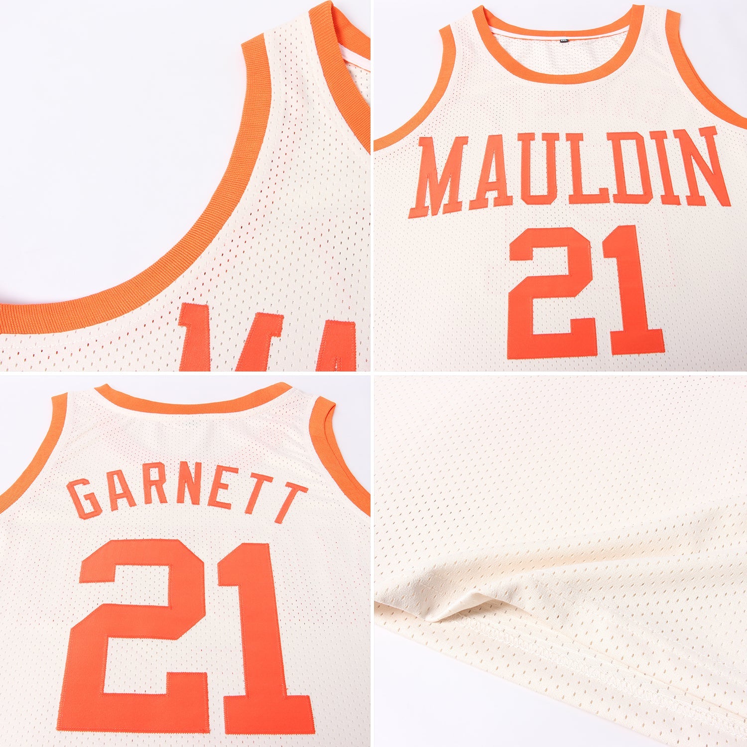 Custom Cream Orange Authentic Throwback Basketball Jersey