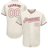 Custom Cream Cream-Crimson Authentic Baseball Jersey