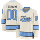 Custom Cream Light Blue-Dark Gary Hockey Jersey
