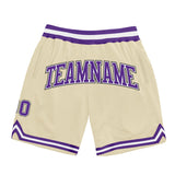 Custom Cream Purple-Black Authentic Throwback Basketball Shorts