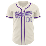 Custom Cream Gray-Purple Authentic Baseball Jersey