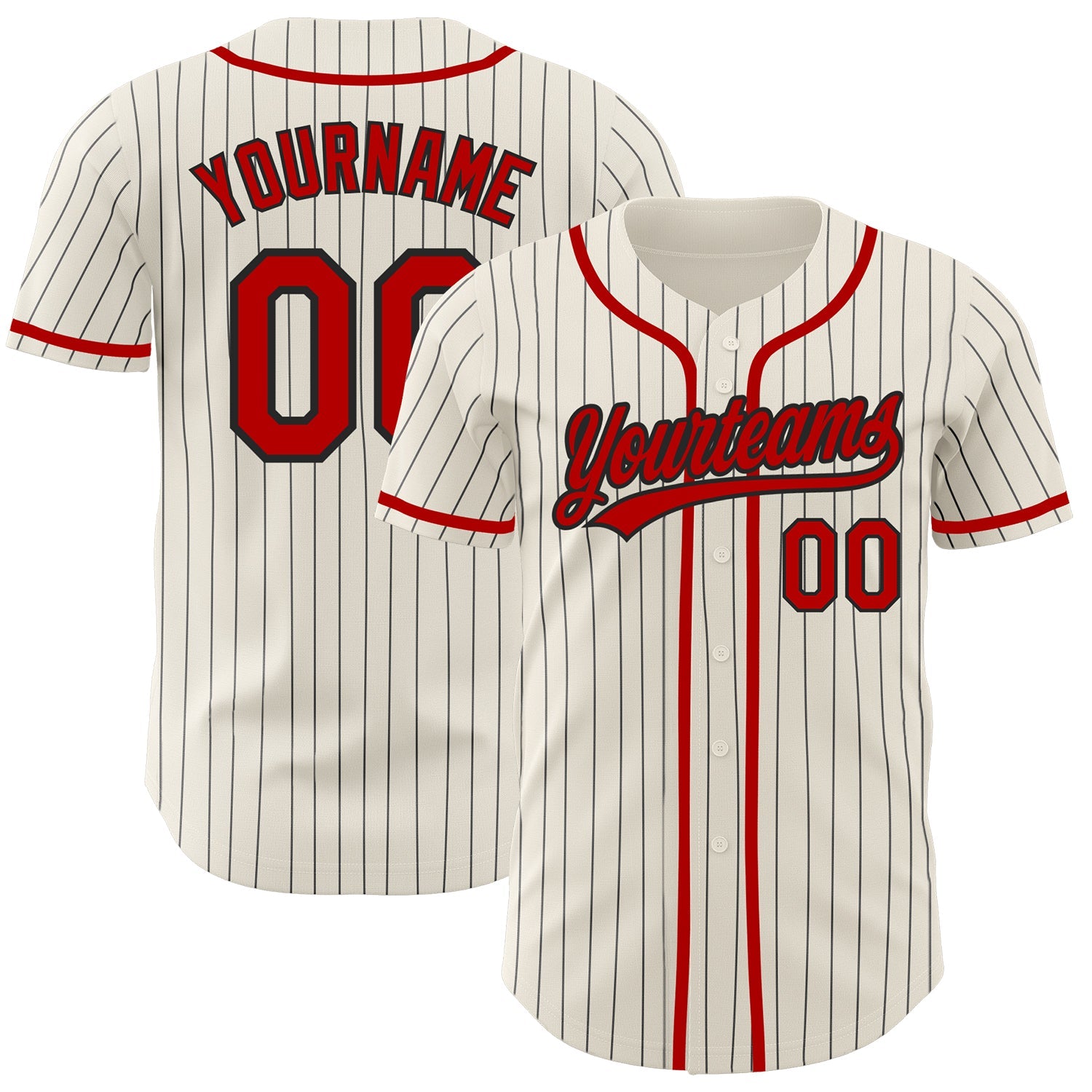 black and red pinstripe baseball jersey