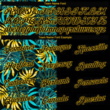 Custom Women's Black Black-Gold Tropical Plants 3D V-Neck Cropped Baseball Jersey