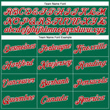 Custom Women's Kelly Green Red-White V-Neck Cropped Baseball Jersey