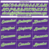 Custom Women's Purple Neon Green-White V-Neck Cropped Baseball Jersey