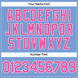 Custom Women's Light Blue Pink-White V-Neck Cropped Baseball Jersey