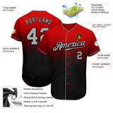 Custom Red Gray-Black Authentic Fade Fashion Baseball Jersey