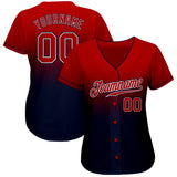 Custom Navy Red-White Authentic Fade Fashion Baseball Jersey