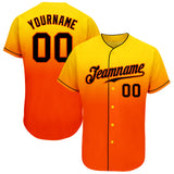 Custom Gold Black-Orange Authentic Fade Fashion Baseball Jersey