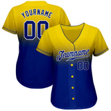 Custom Gold Royal-White Authentic Fade Fashion Baseball Jersey