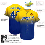 Custom Gold Royal-White Authentic Fade Fashion Baseball Jersey