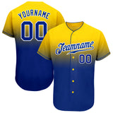 Custom Gold Royal-White Authentic Fade Fashion Baseball Jersey