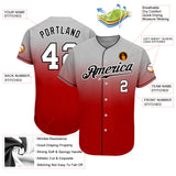 Custom Gray White-Red Authentic Fade Fashion Baseball Jersey