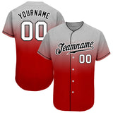 Custom Gray White-Red Authentic Fade Fashion Baseball Jersey