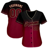 Custom Black Crimson-Cream Authentic Fade Fashion Baseball Jersey