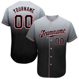 Custom Gray Black-Pink Authentic Fade Fashion Baseball Jersey