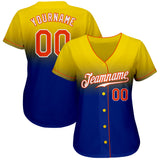 Custom Gold Orange-Royal Authentic Fade Fashion Baseball Jersey