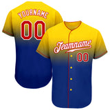 Custom Gold Red-Royal Authentic Fade Fashion Baseball Jersey