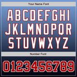 Custom Light Blue Red-Navy Authentic Fade Fashion Baseball Jersey