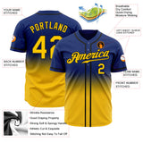 Custom Royal Gold-Black Authentic Fade Fashion Baseball Jersey