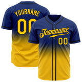 Custom Royal Gold-Black Authentic Fade Fashion Baseball Jersey