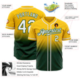 Custom Gold White-Green Authentic Fade Fashion Baseball Jersey