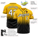 Custom Gold White-Black Authentic Fade Fashion Baseball Jersey