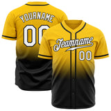 Custom Gold White-Black Authentic Fade Fashion Baseball Jersey