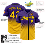 Custom Purple Gold-Black Authentic Fade Fashion Baseball Jersey