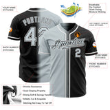 Custom Black Silver-White Authentic Fade Fashion Baseball Jersey