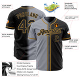Custom Gray Black-Old Gold Authentic Fade Fashion Baseball Jersey